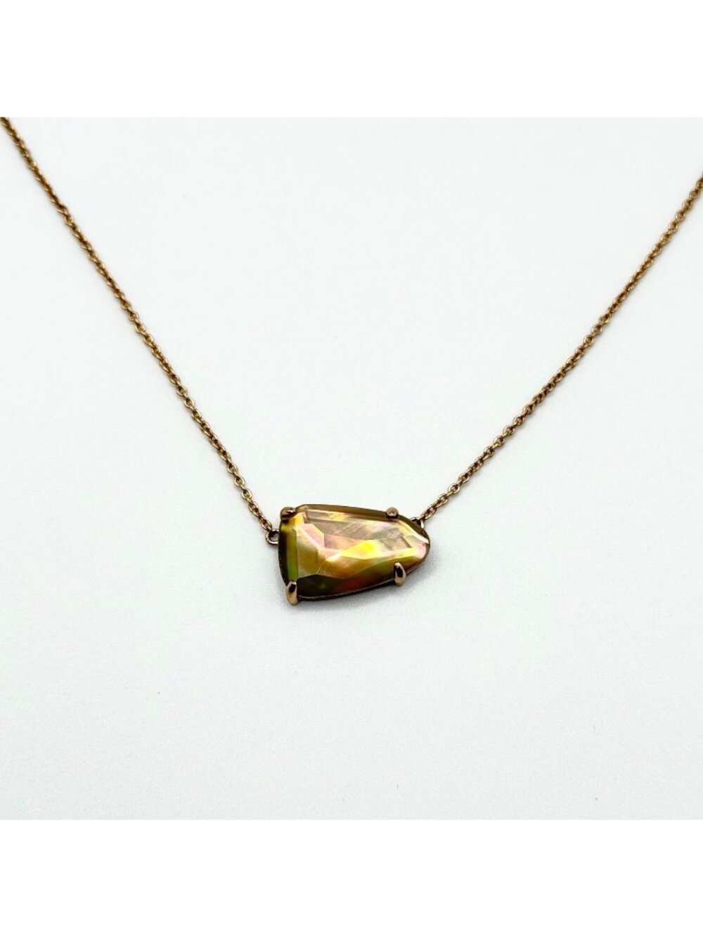 Kendra Scott Iridescent Abalone Rose Gold Necklace Adjustable Length